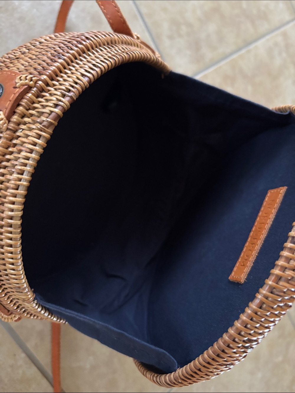 Round Woven Crossbody Bag in Brown - Picture 5 of 8